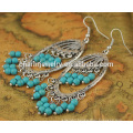 Beautiful Latest Fashion Retro Turquoise Pendant Oval Tassel Earrings Jewelry For Women SSEH038